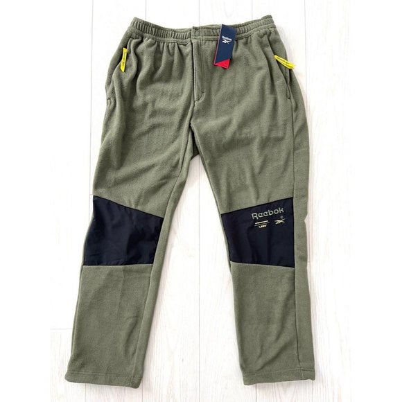 Reebok H54411 Patch Knee Fleece Joggers Army Green ( XL ) - Picture 3 of 5